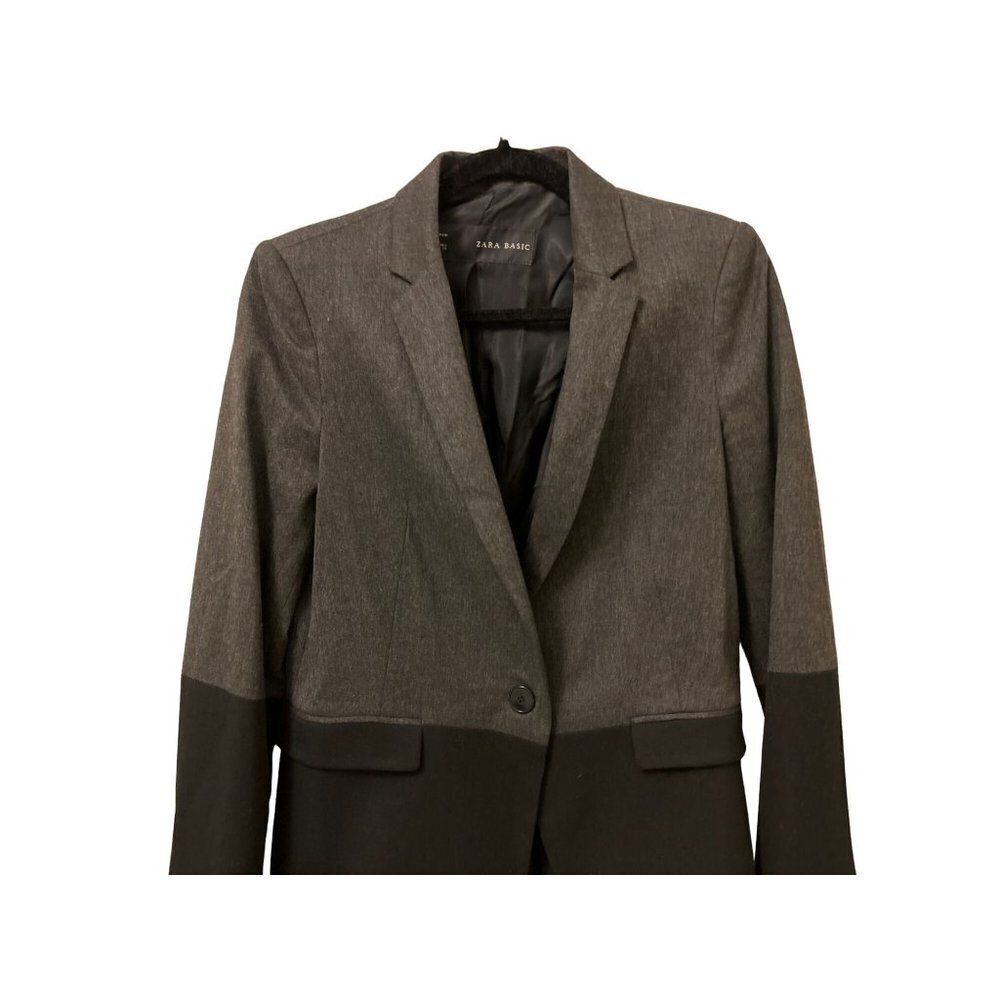 ZARA Size Med Gray Black Blazer Color-block - Picture 7 of 8